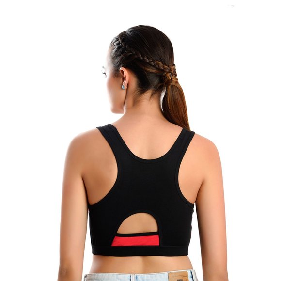 LACEVOZ Women's Cotton Rich Racer Back,Removable Padding Sports Bra. - Picture 6 of 9
